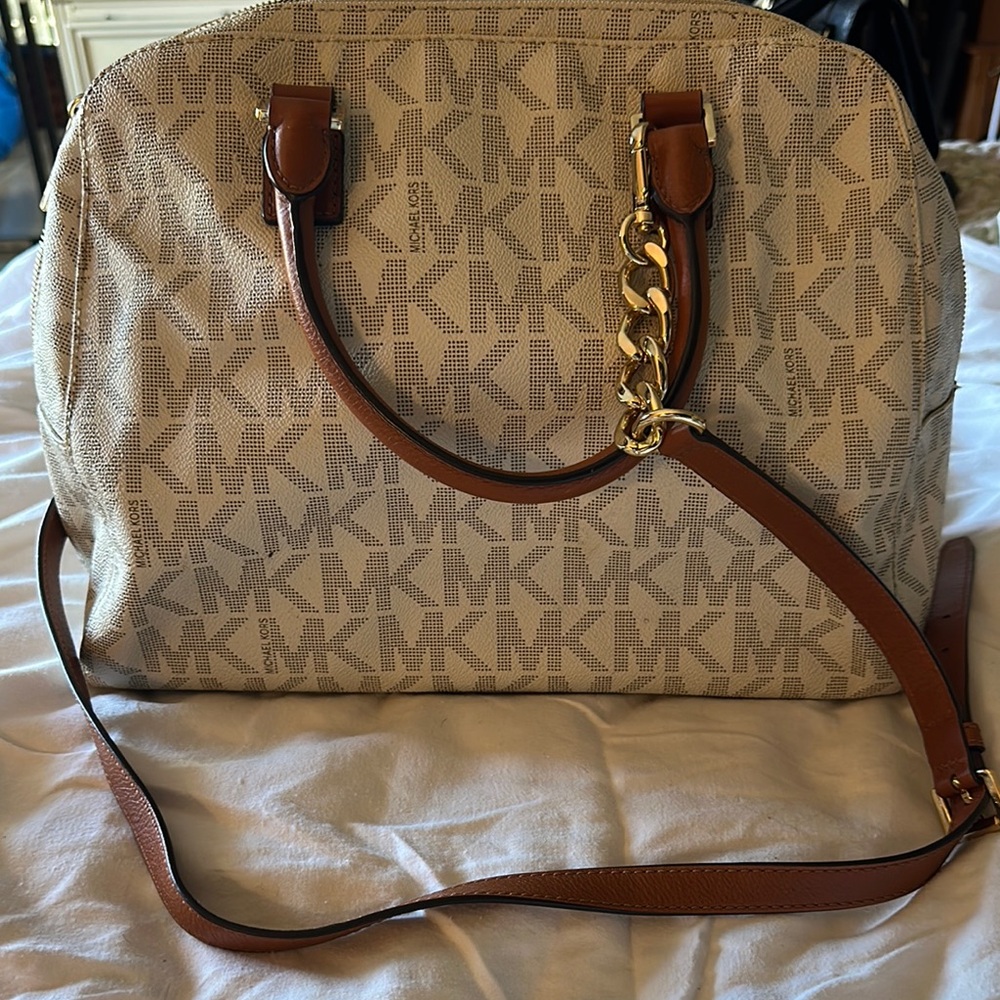 Michael Kors Brown and Cream Satchel Bag